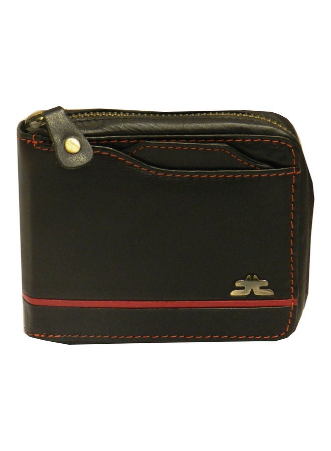Genuine Leather Designer Wallet With Zipper Black