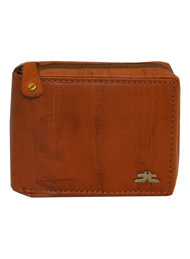Genuine Leather Designer Wallet With Zipper Rust