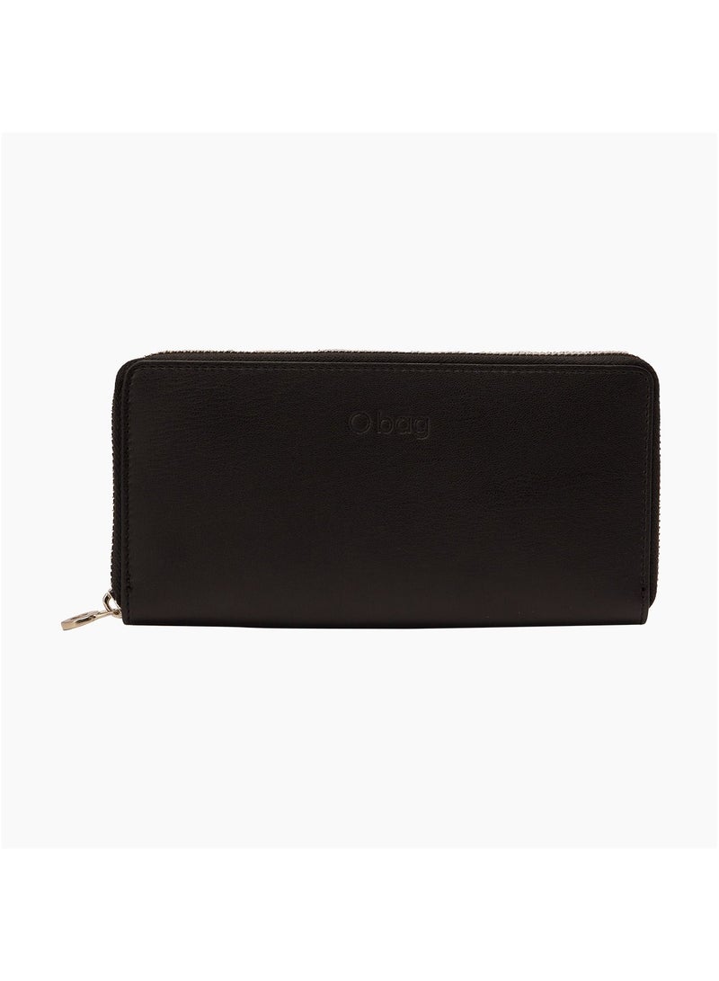 O wally Nappa Eco Leather Zip Wallet in Black