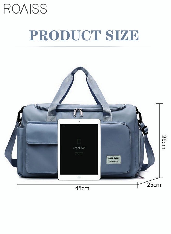 Duffle Bag for Women Sports with Wet Pocket Shoe Compartment Overnight Weekender Travel Bag Thicken Sports Tote Gym Bag Workout Carry on Bag with Adjustable Strap Blue