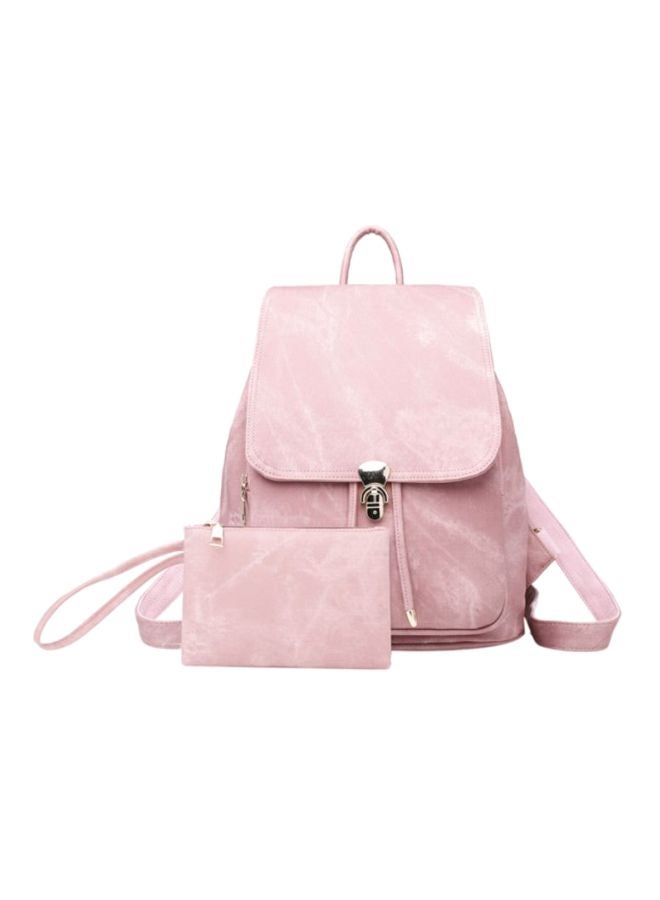 Denim Knapsack Backpack Pink