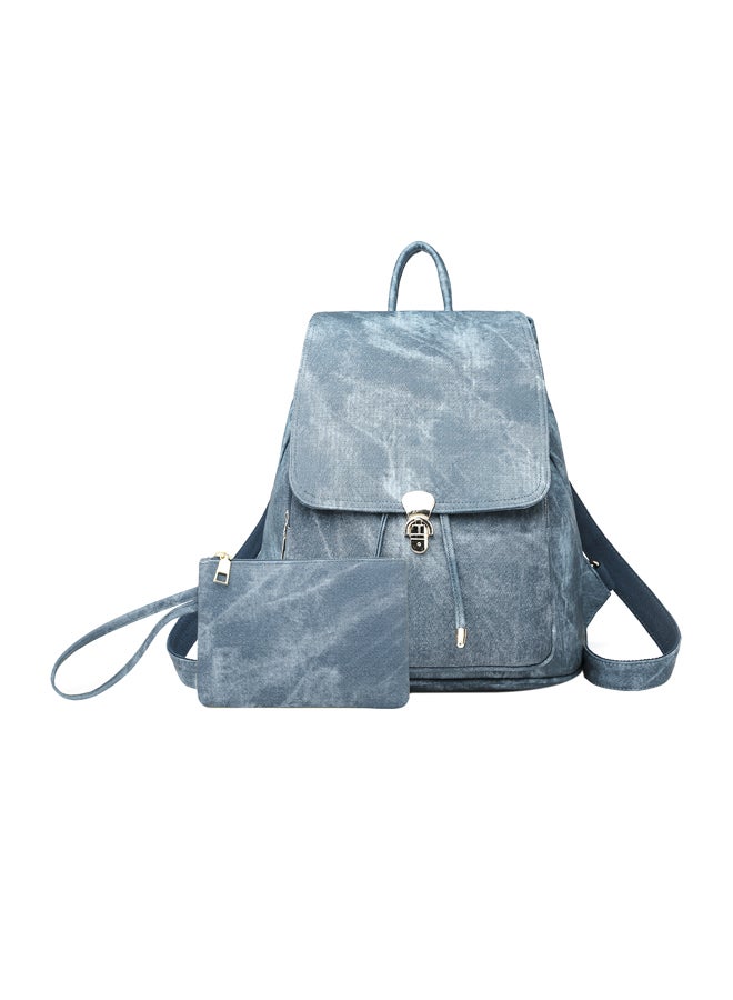 Denim Knapsack Backpack Blue