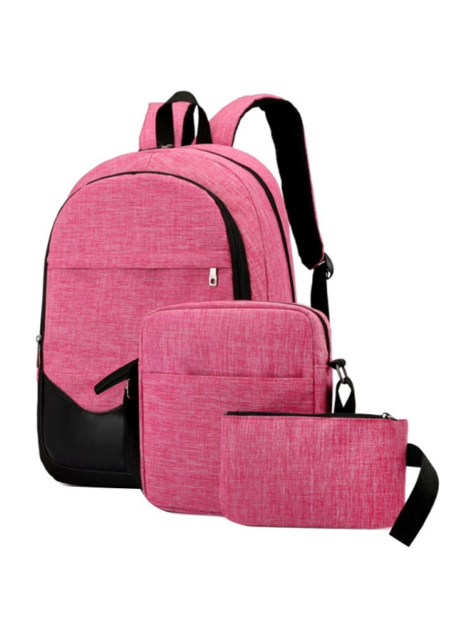 3-Piece Backpack Set Pink/Black