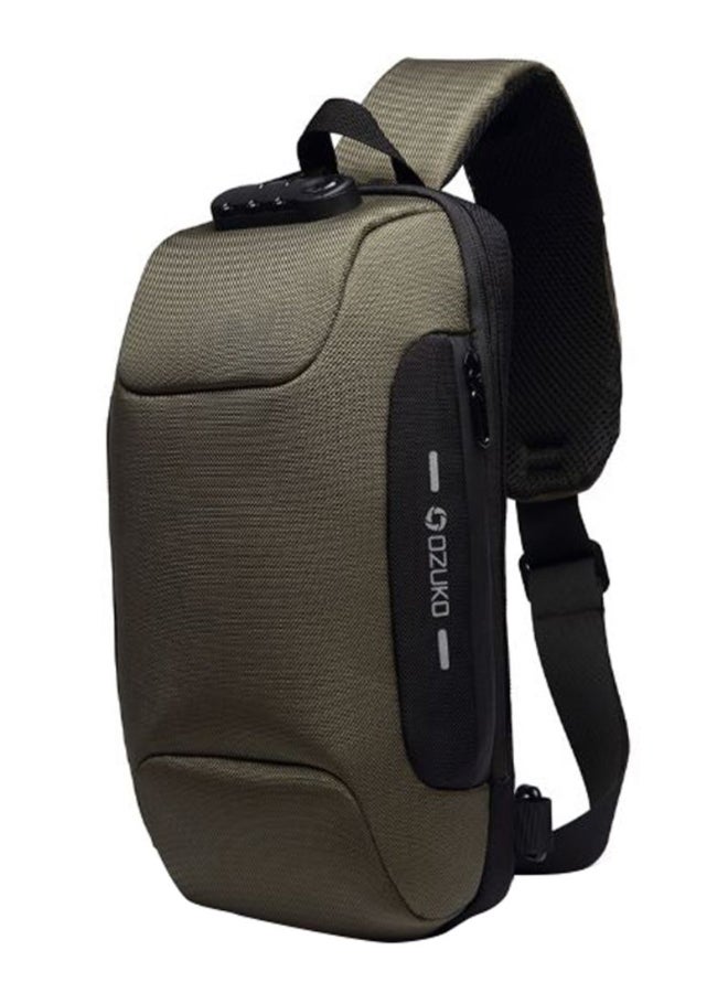 Water-Resistant Burglarproof One Shoulder Backpack Army Green/Black