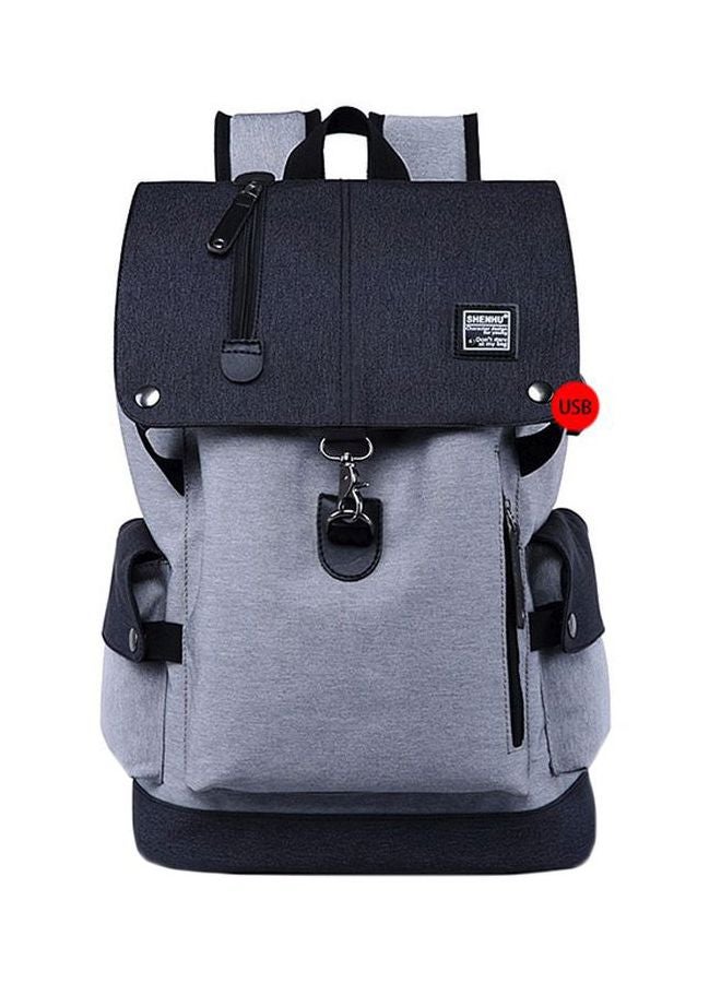 Anti-Theft USB Backpack For 15.6 Inch Laptop Grey/Black