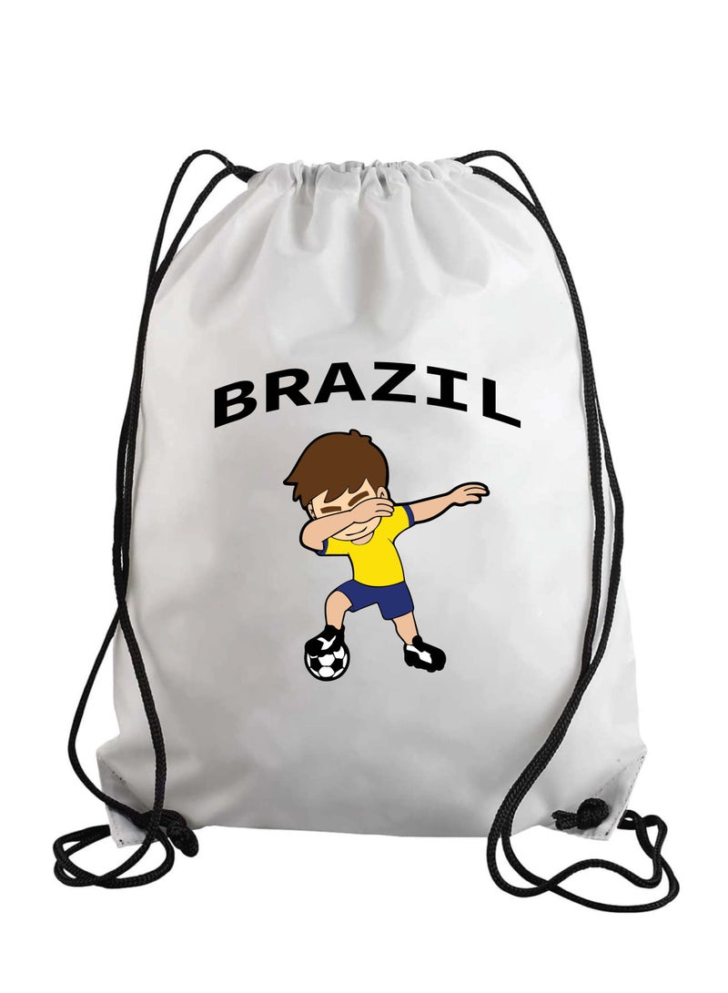 Brazil Soccer Drawstring Bag or Backpack Suitable for Adults and Kids and Sports Fans (Design 2)