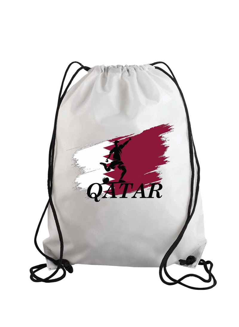Qatar Soccer Drawstring Bag or Backpack Suitable for Adults and Kids and Sports Fans (Design 1)