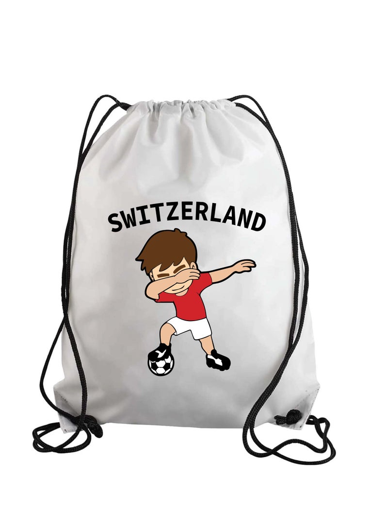 Switzerland Soccer Drawstring Bag or Backpack Suitable for Adults and Kids and Sports Fans (Design 2)