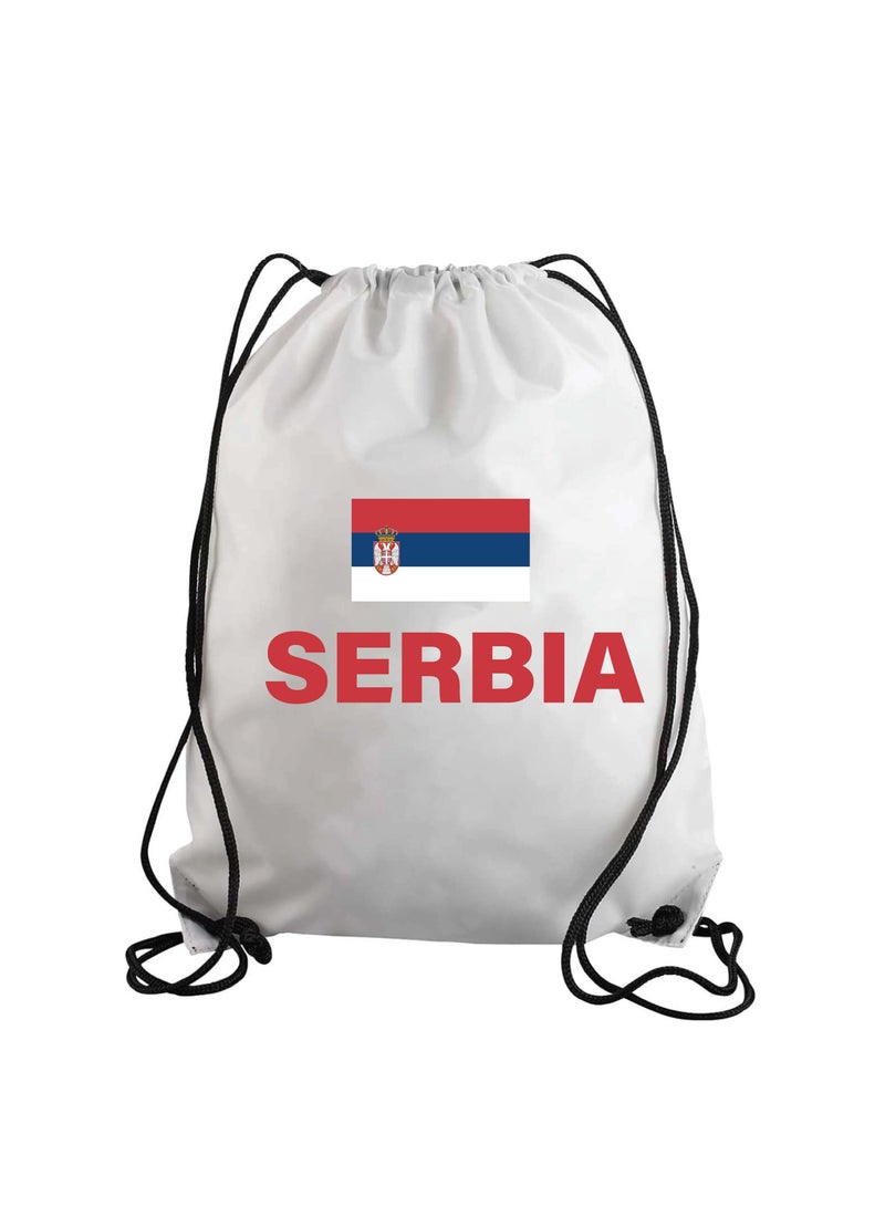 Serbia Soccer Drawstring Bag or Backpack Suitable for Adults and Kids and Sports Fans (Design 3)