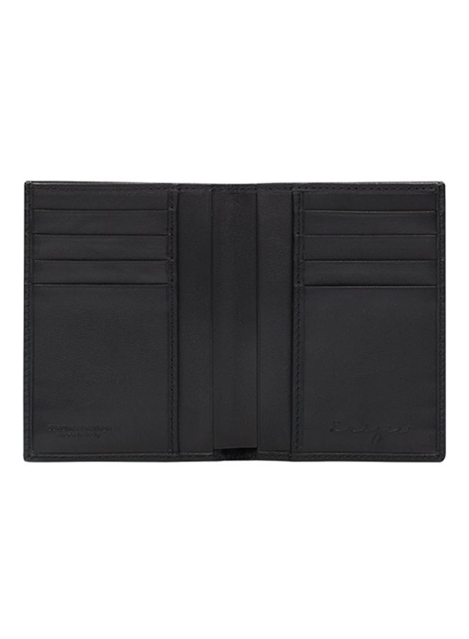 August Vertical Leather Wallet Black
