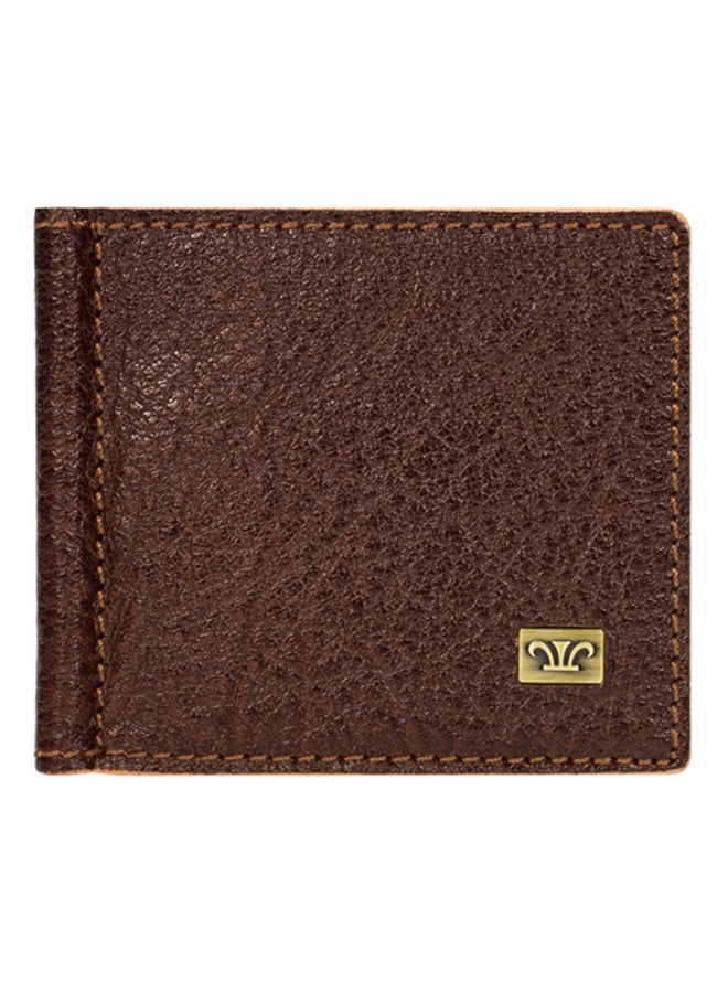 Ridge Leather Money Clip Wallet Dark Brown