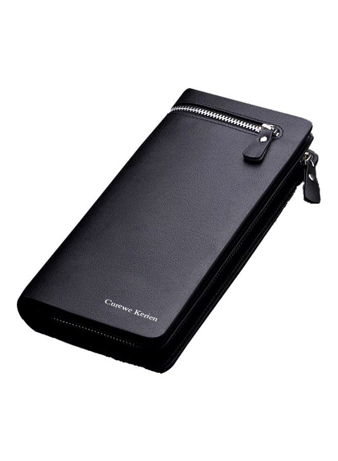 Long Bi-Fold Zipper Wallet Black
