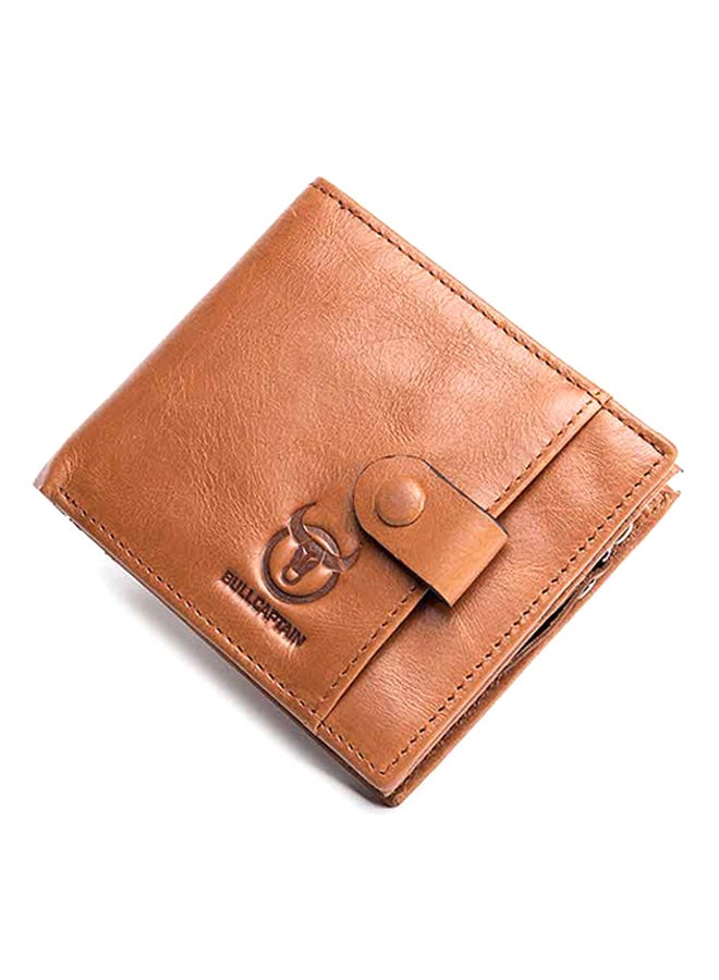 Leather Wallet Zipper Change Card Package Brown Sugar