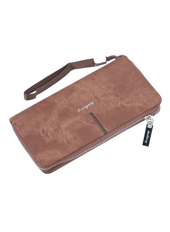Soft Leather Zippered Hand Bag In Brown