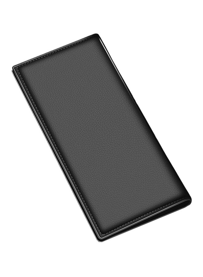 Leather Long Style Wallet Black