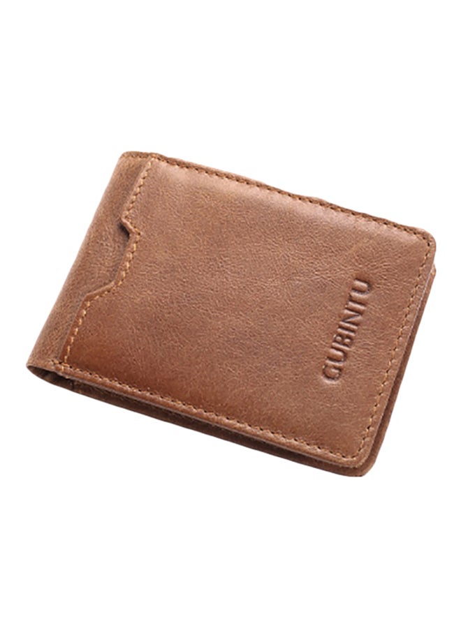 Leather Money Clip Wallet Brown