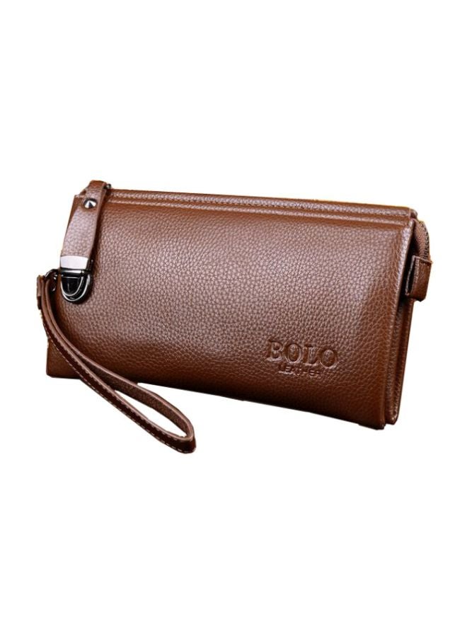 Multilayer Leather Wallet Brown