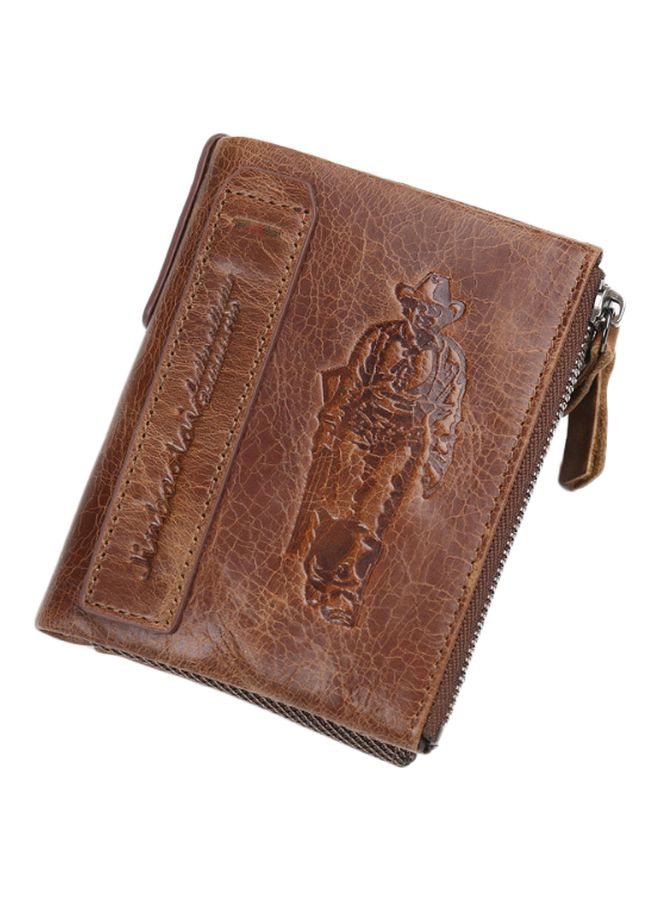 Men's Zippered Leather Wallet Brown