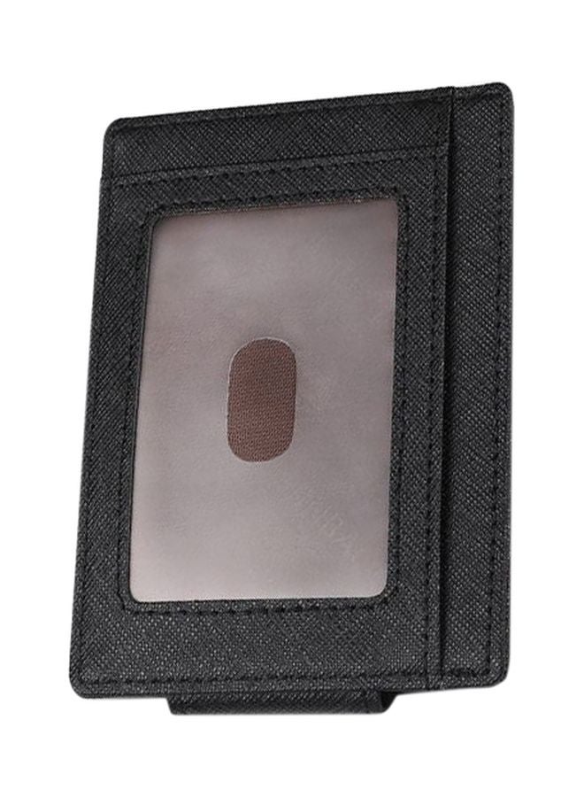 RFID Leather Dollar Clip Men Wallet Black
