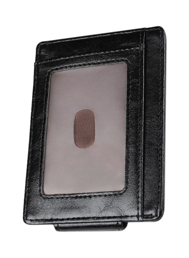 RFID Leather Dollar Clip Men Wallet Black