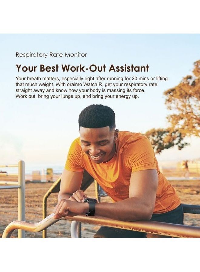 200.0 mAh OSW-23N Smart Watch 1.32-inch HD Full Color Touch Screen Build In Fitness Tracker Heart Rate & Blood Oxygen Monitor Gold