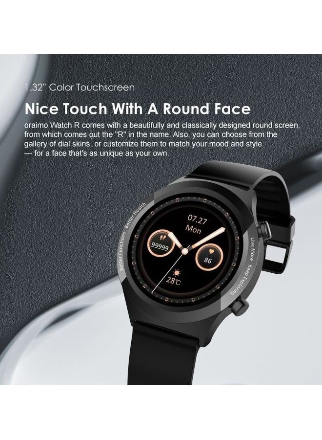 200.0 mAh OSW-23N Smart Watch 1.32-inch HD Full Color Touch Screen Build In Fitness Tracker Heart Rate & Blood Oxygen Monitor Gold