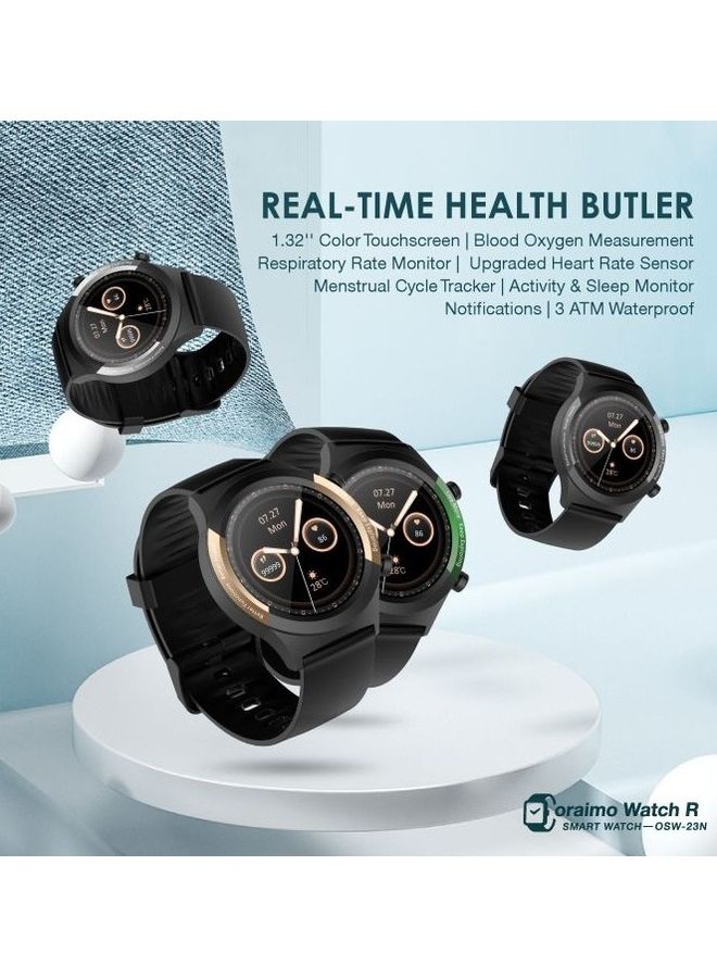 200.0 mAh OSW-23N Smart Watch 1.32-inch HD Full Color Touch Screen Build In Fitness Tracker Heart Rate & Blood Oxygen Monitor Green