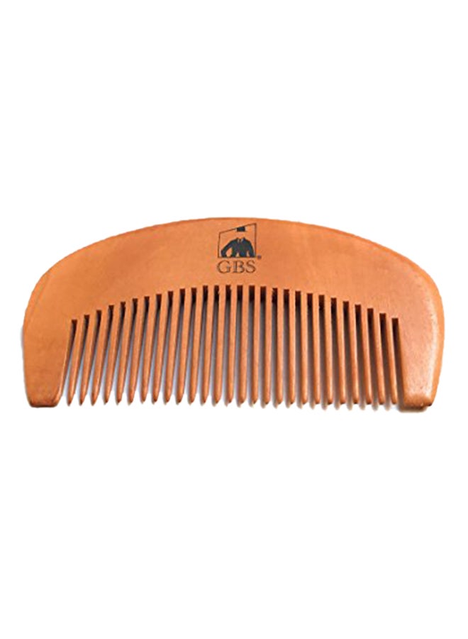 Deluxe Wooden Beard Comb And Brush Set Brown