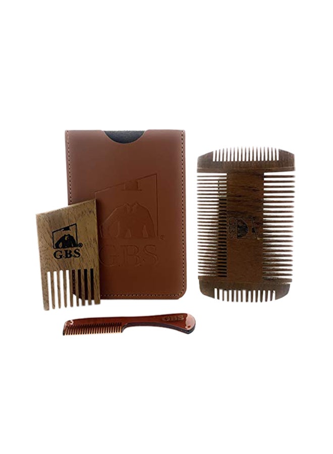 3-Piece Beard Comb Set Brown