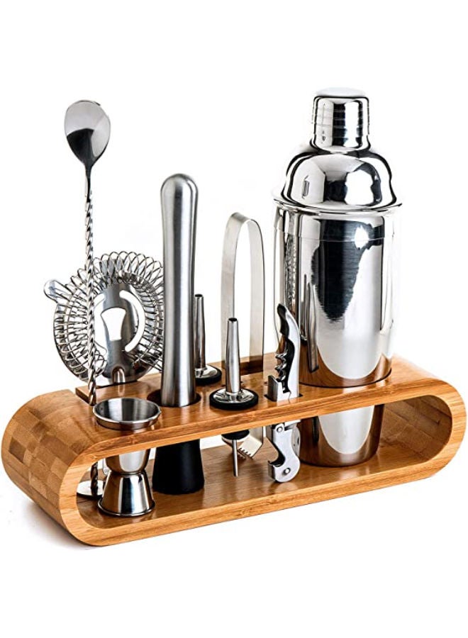 11 Piece Bar Tool Set With Stylish Bamboo Stand Perfect Home Bartending Kit And Martini Cocktail Shaker For An Awesome Drink Mixing Experience ExclUSive Recipes BonUS