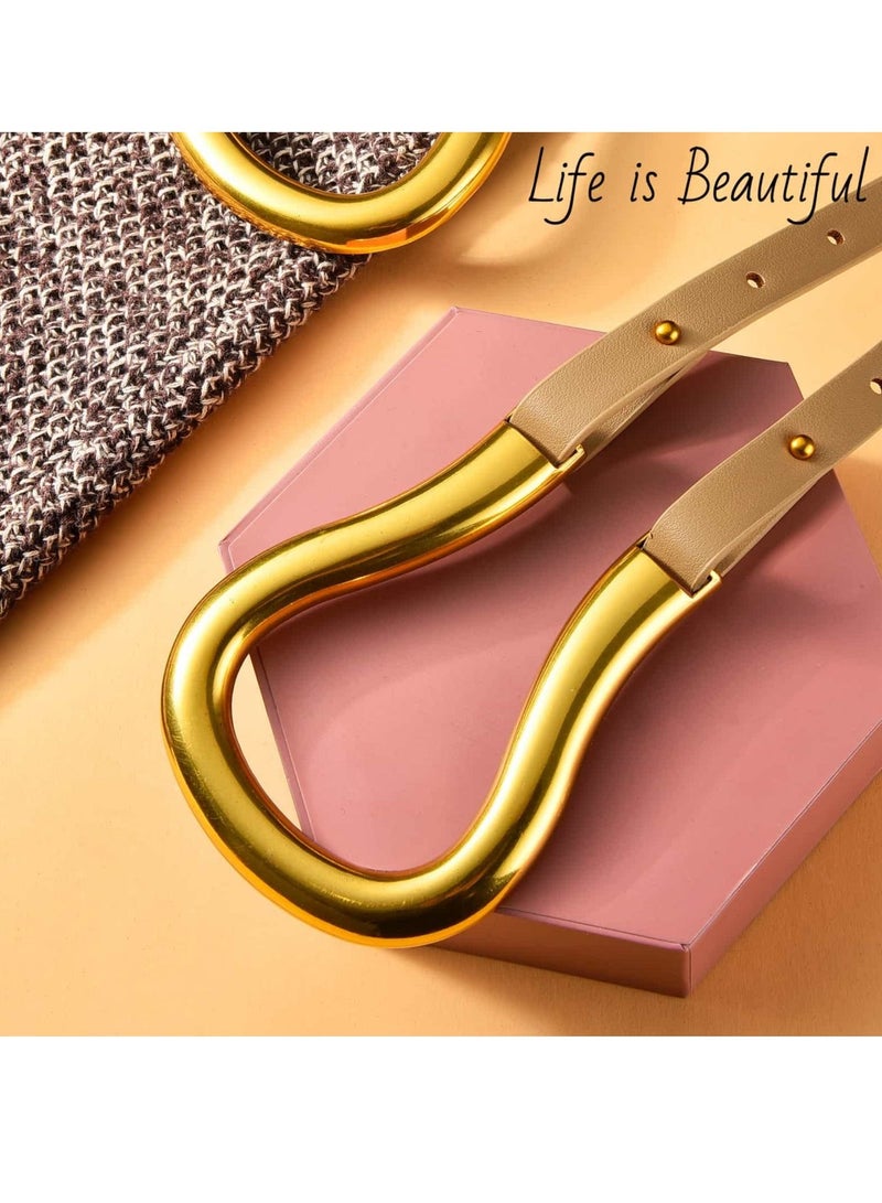 Skinny Leather Belts, Womens Belts with Double-layer Faux Leather, Large Gold U-Shape Metal Buckle, U-Shaped Thin Waist Belt for Women