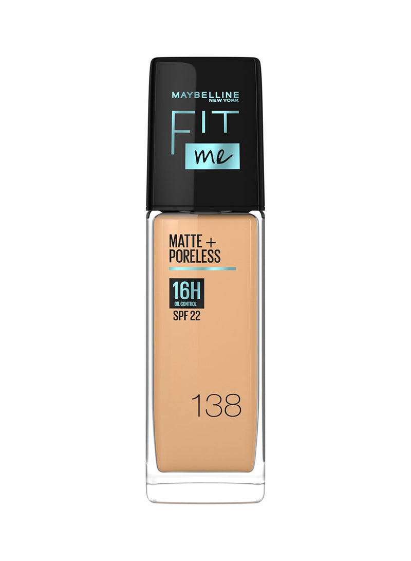 Maybelline New York Fit Me Matte & Poreless Foundation 16H Oil Control with SPF 22 - 138