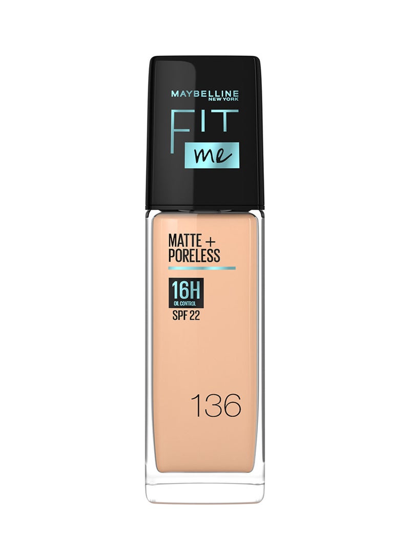 Maybelline New York Fit Me Matte & Poreless Foundation 16H Oil Control with SPF 22 - 136