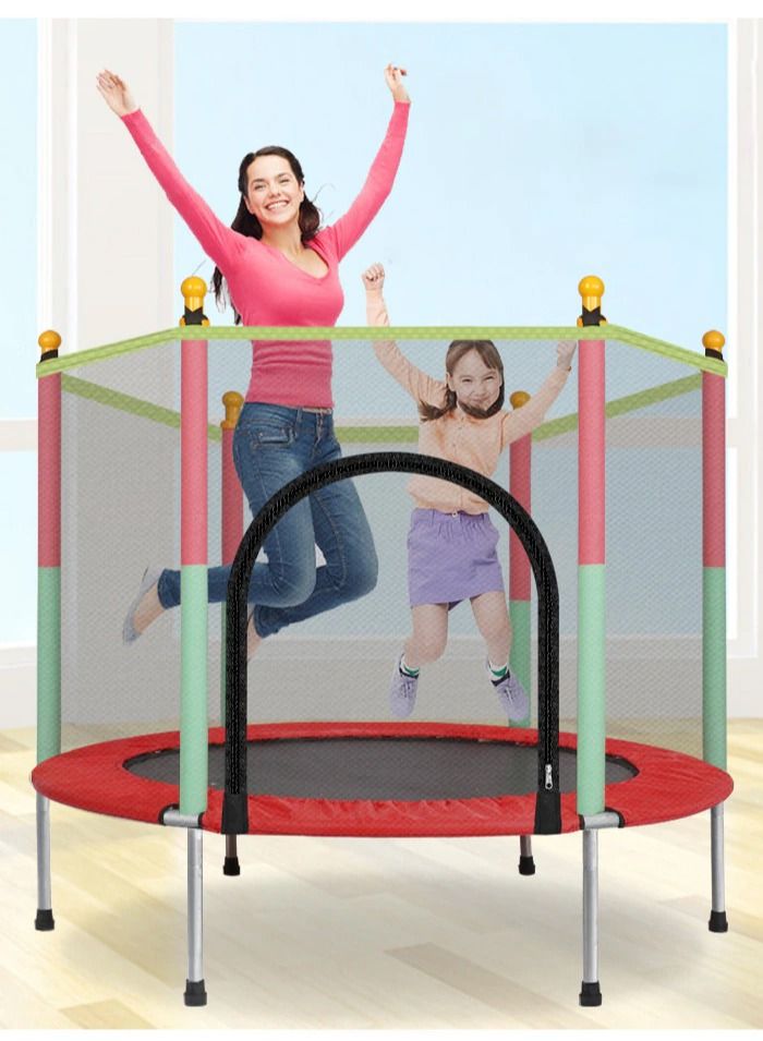 Indoor Round Trampoline Family Toy Small Home Jumping Bed Bounce Bed With Protective Wire Net For Kids