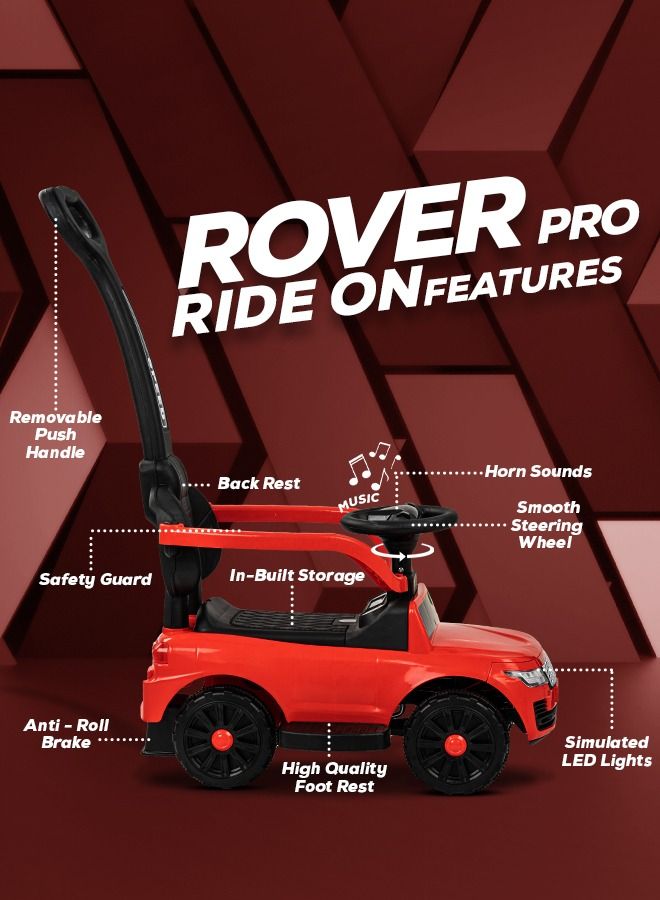 Rover Pro Ride On Baby Car For Kids Ride On Push Car With Music Light Kids Car With Storage Push Handle Ride On Toy Car Push Ride On Car For Kids Baby Toddlers 1 To 3 Years Boys Girls Red