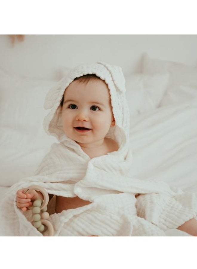 Hooded Muslin Towel - White Clouds