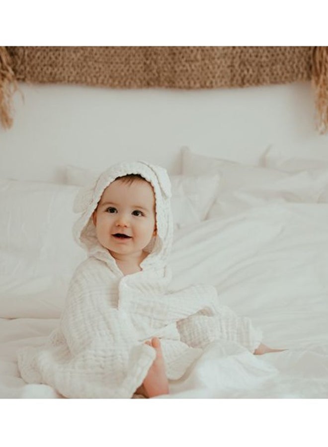 Hooded Muslin Towel - White Clouds