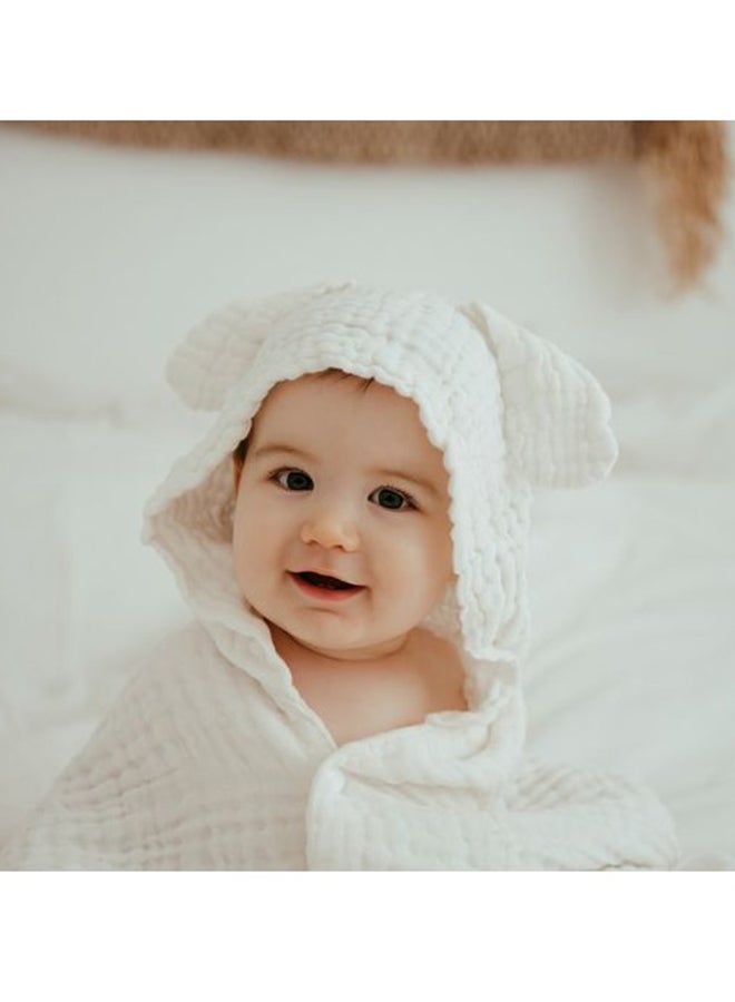 Hooded Muslin Towel - White Clouds