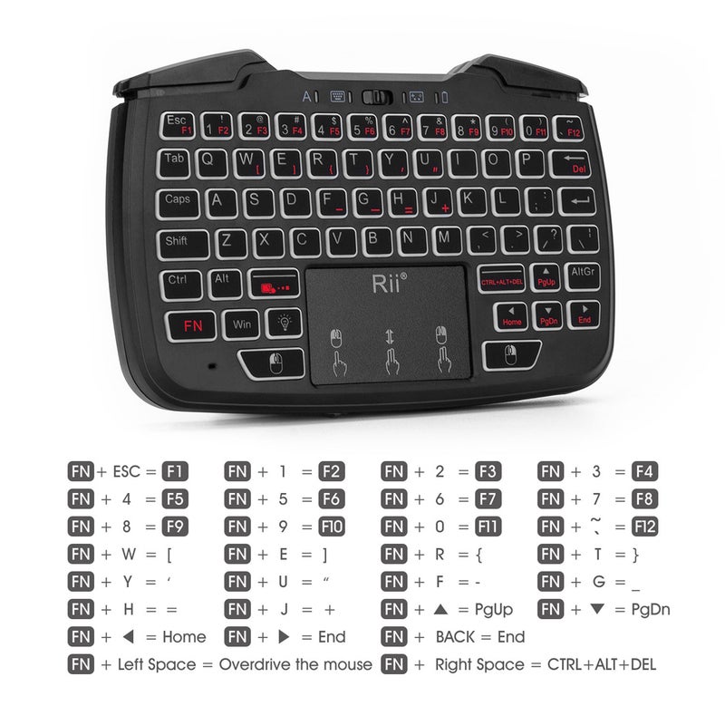 RK707 2.4GHz Wireless Game Controller Keyboard Mouse Combo with Touchpad - English