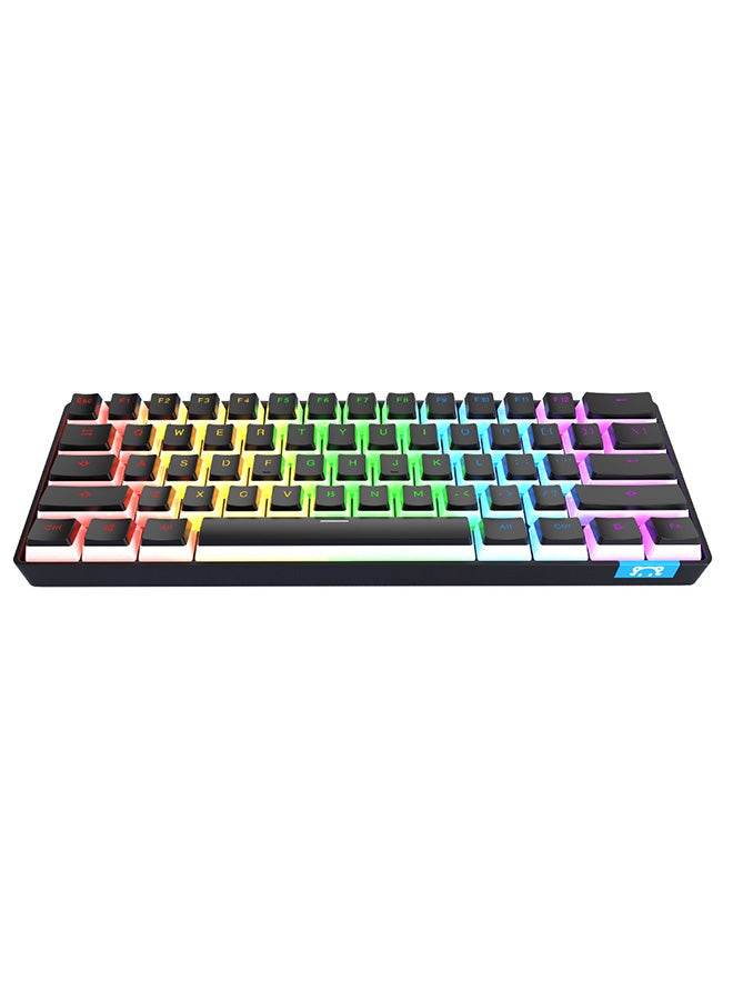 DaiDai STK61 Pudding Key Cap 61 Keys Wireless Mechanical Keyboard Blue Switch RGB Portable Dual Mode Bluetooth Gaming Keyboard for Laptop PC