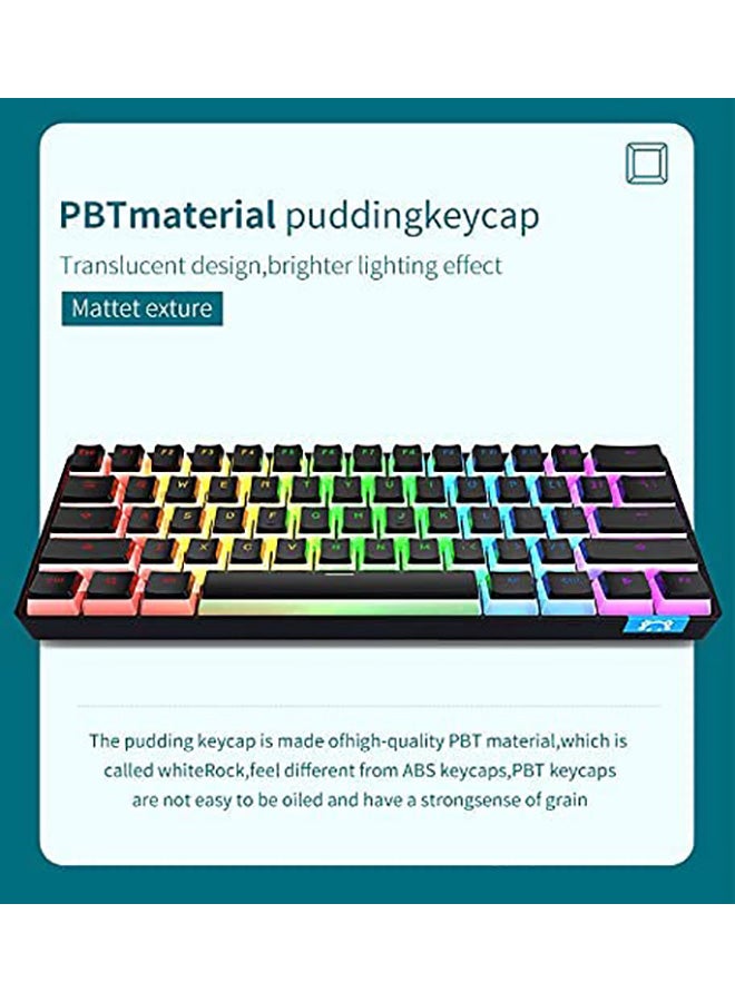 DaiDai STK61 Bluetooth Gaming Pudding Wireless Mechanical Keyboard Blue Switch RGB