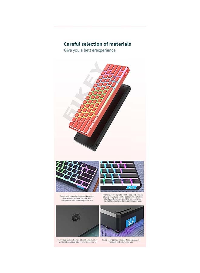 DaiDai STK61 Bluetooth Gaming Pudding Wireless Mechanical Keyboard Blue Switch RGB