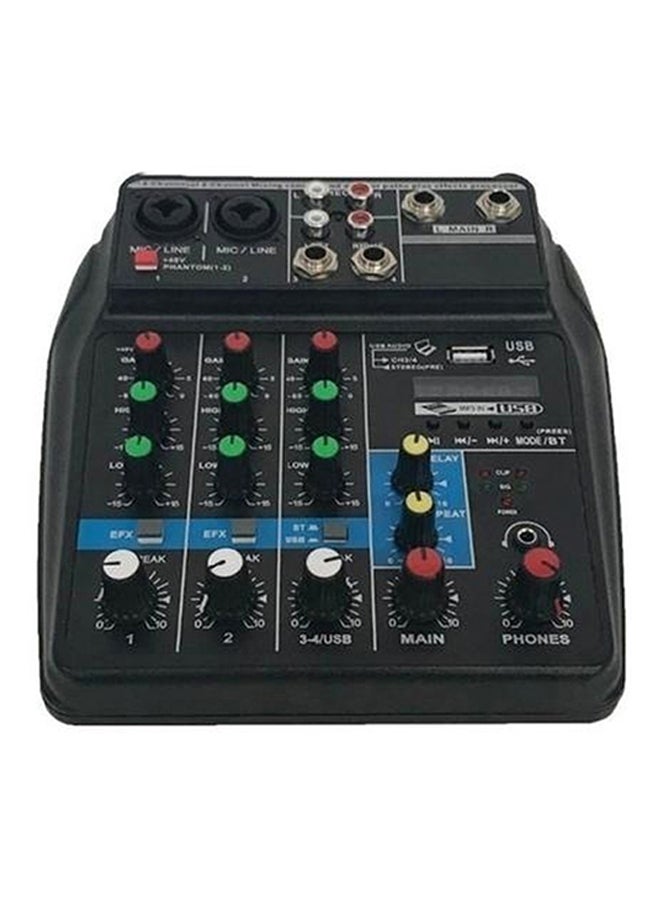 4-Channel Monitor AUX Paths Plus Effects Audio Mixer with USB TU04 Black