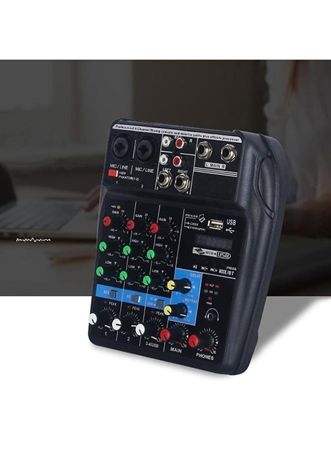 4-Channel Monitor AUX Paths Plus Effects Audio Mixer with USB TU04 Black