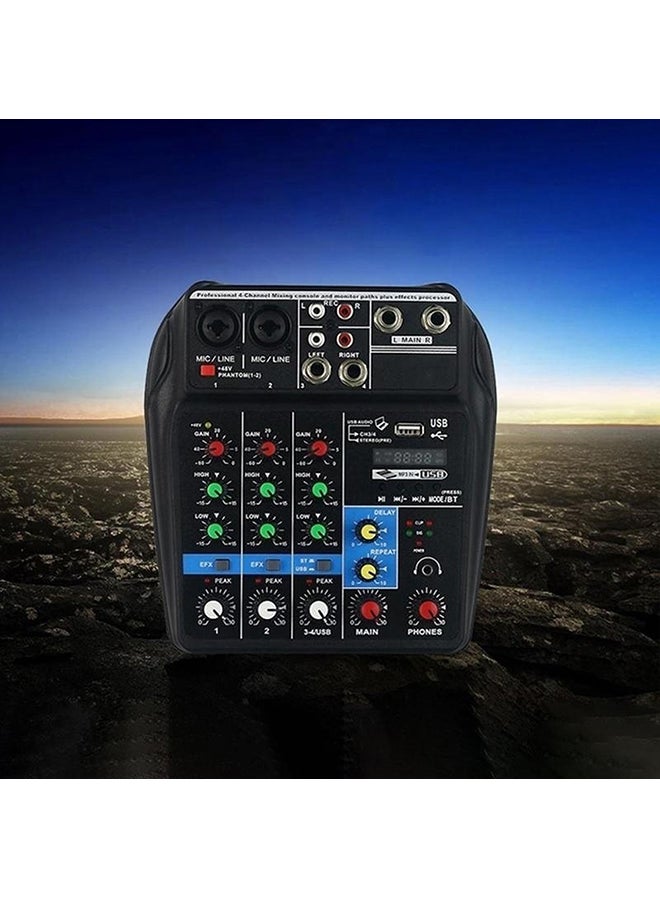 4-Channel Monitor AUX Paths Plus Effects Audio Mixer with USB TU04 Black