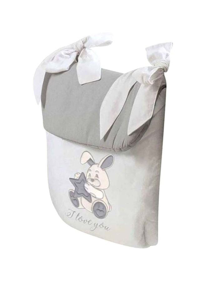 Cot Storage Bag Baby Pocket Beside, Linen Baby Nursery Organizer Bag, Washable, Crib, Playard Hanging Bag, Packet Organizer, Cribs, Diaper Caddy - White
