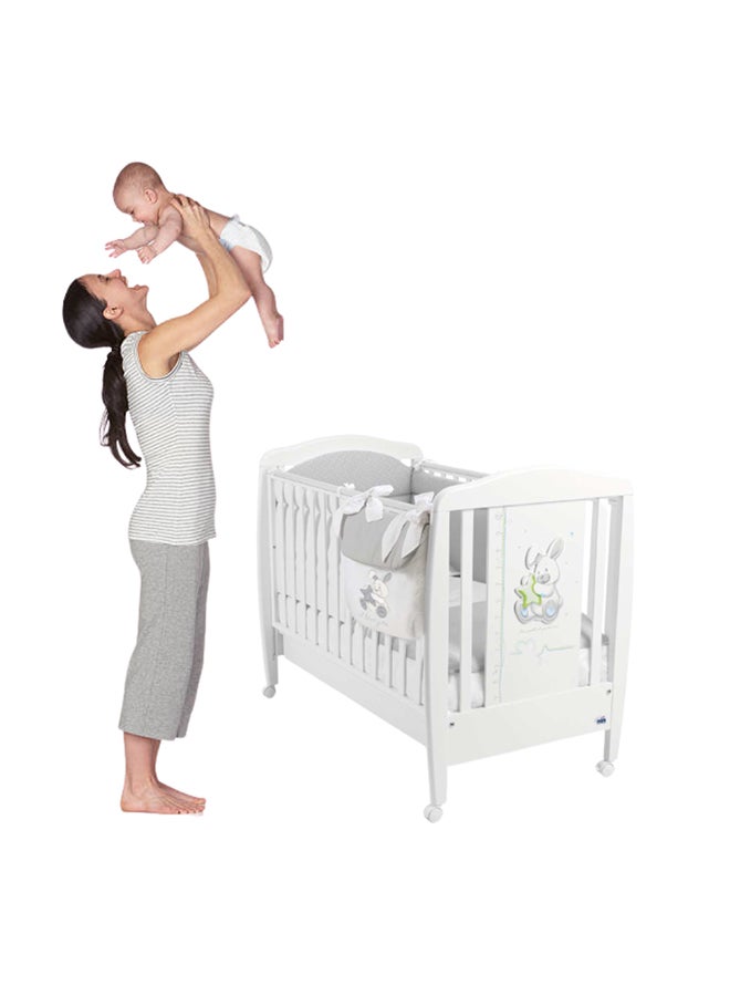 Cot Storage Bag Baby Pocket Beside, Linen Baby Nursery Organizer Bag, Washable, Crib, Playard Hanging Bag, Packet Organizer, Cribs, Diaper Caddy - White