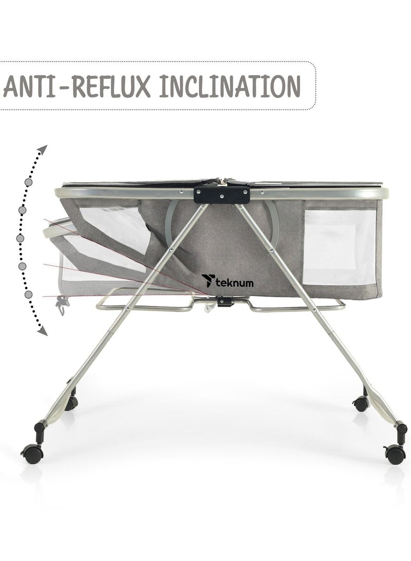 3 - In - 1 Baby Cot , Cradle With Mosquito Net And Wheels - Dark Grey