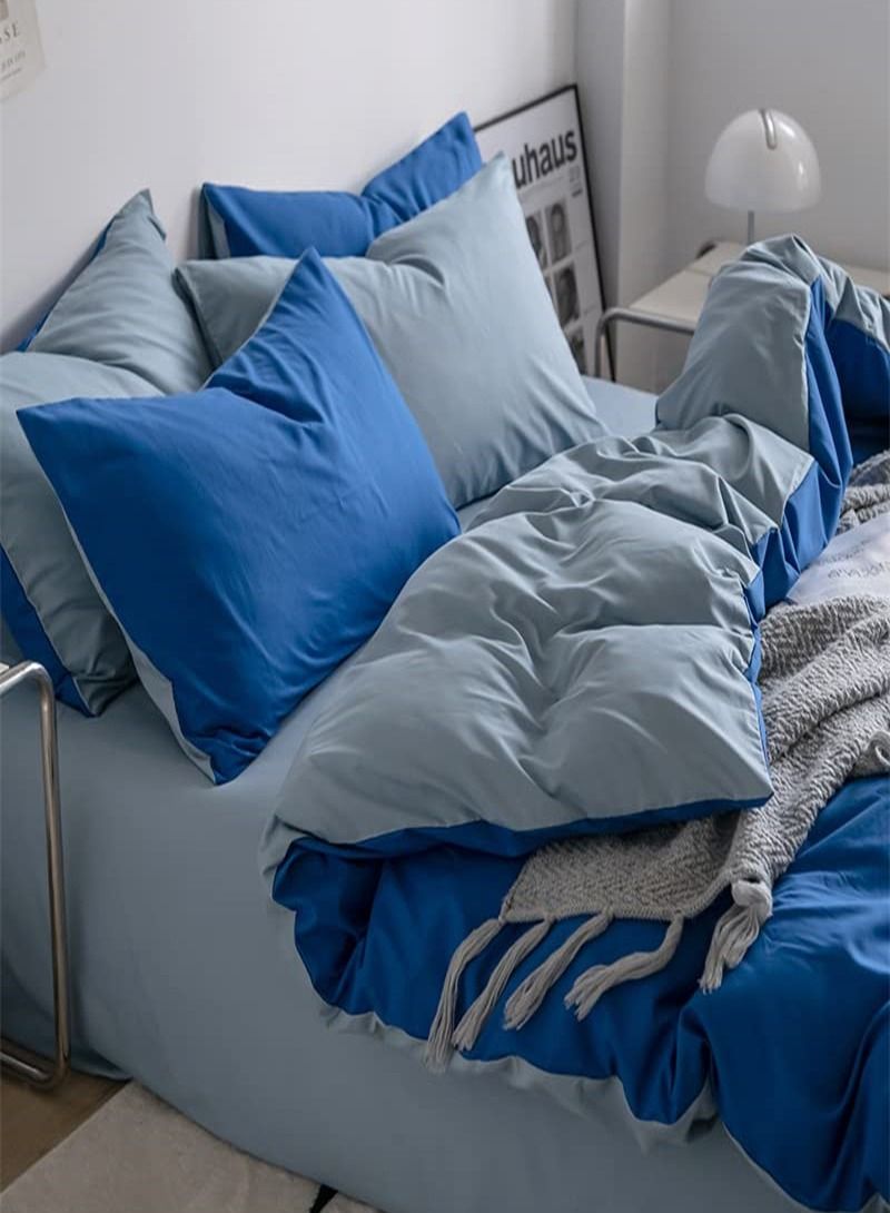 6-Piece King Size Printed Cotton Duvet Cover Set Includes 1xFitted Bedsheet 200x200+30cm, 1xDuvet/Bed Cover 220x240 cm, 4xPillow cover 50x75cm Multicolour