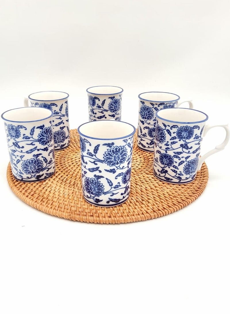 Beautiful Chinese Dragon Blue and White Ceramic Mugs Set